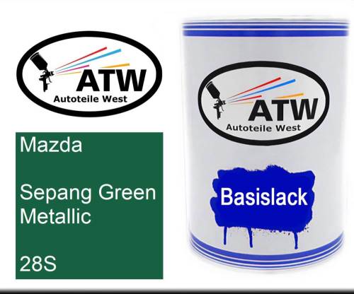 Mazda, Sepang Green Metallic, 28S: 500ml Lackdose, von ATW Autoteile West.